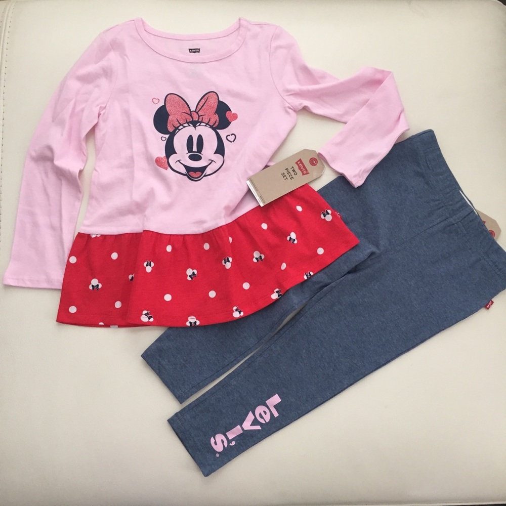 Disney by Levi’s Minnie Mouse Cute Pink Outfit - Picture 1 of 7